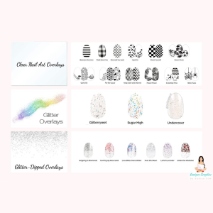 Glitter overlays, glitter dipped overlays, and clear overlay design