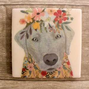 Lab with a flower crown