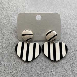 Striped Heart Earrings