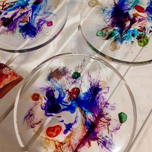 Colorful Agate 4 piece coaster set