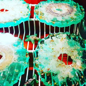 Jade 4 piece crystal  coaster set